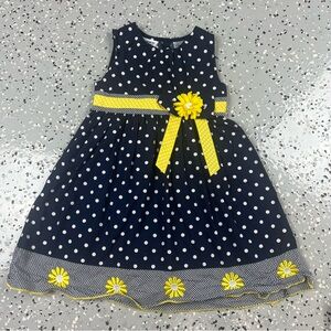 Blueberi Boulevard Navy Dress with Yellow Floral Accents